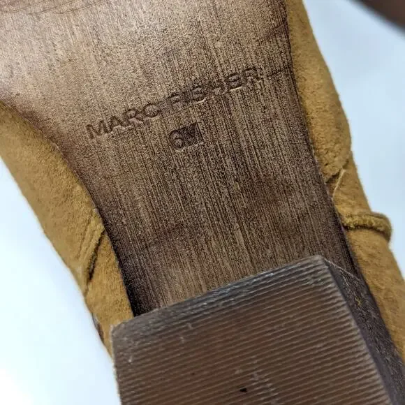 Marc Fisher Stefani Ankle Bootie Boot Suede Leather Brown Western Cowboy Tan 6 - Picture 11 of 12